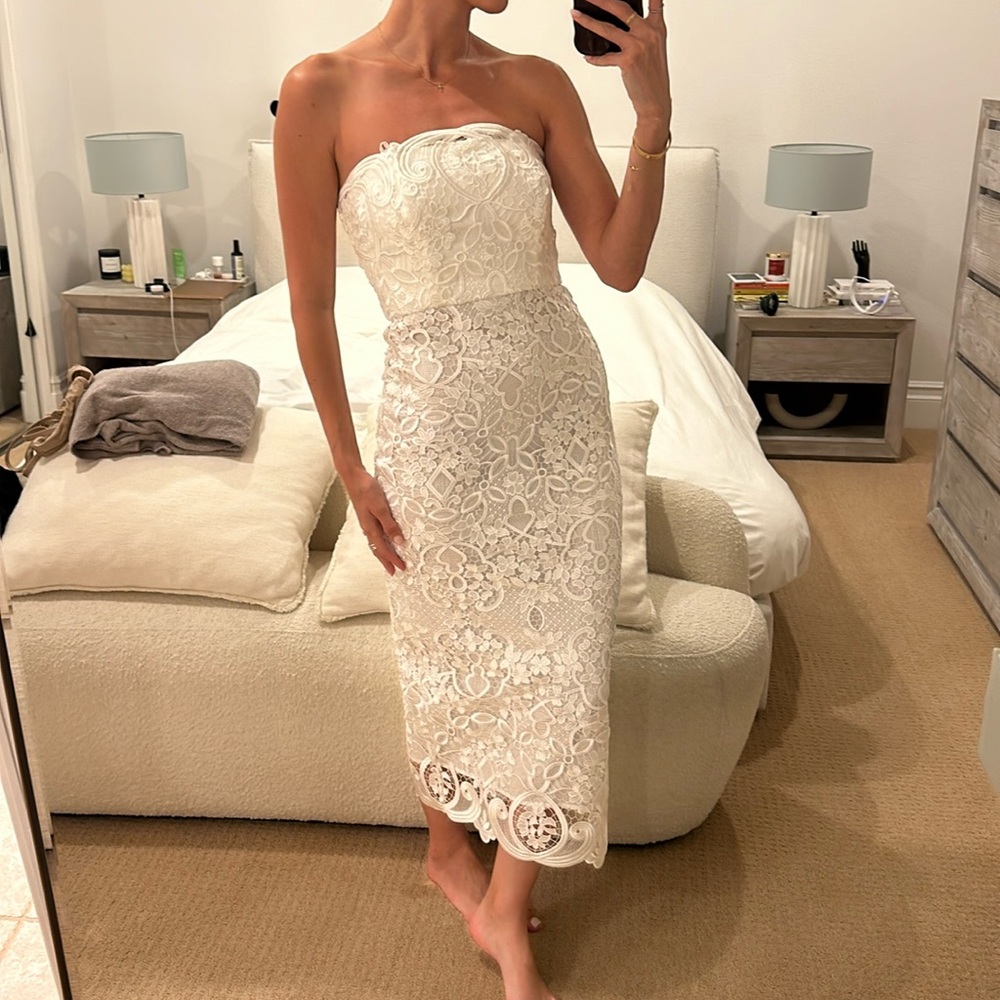 Badgley Mischka White Midi Dress Brand New